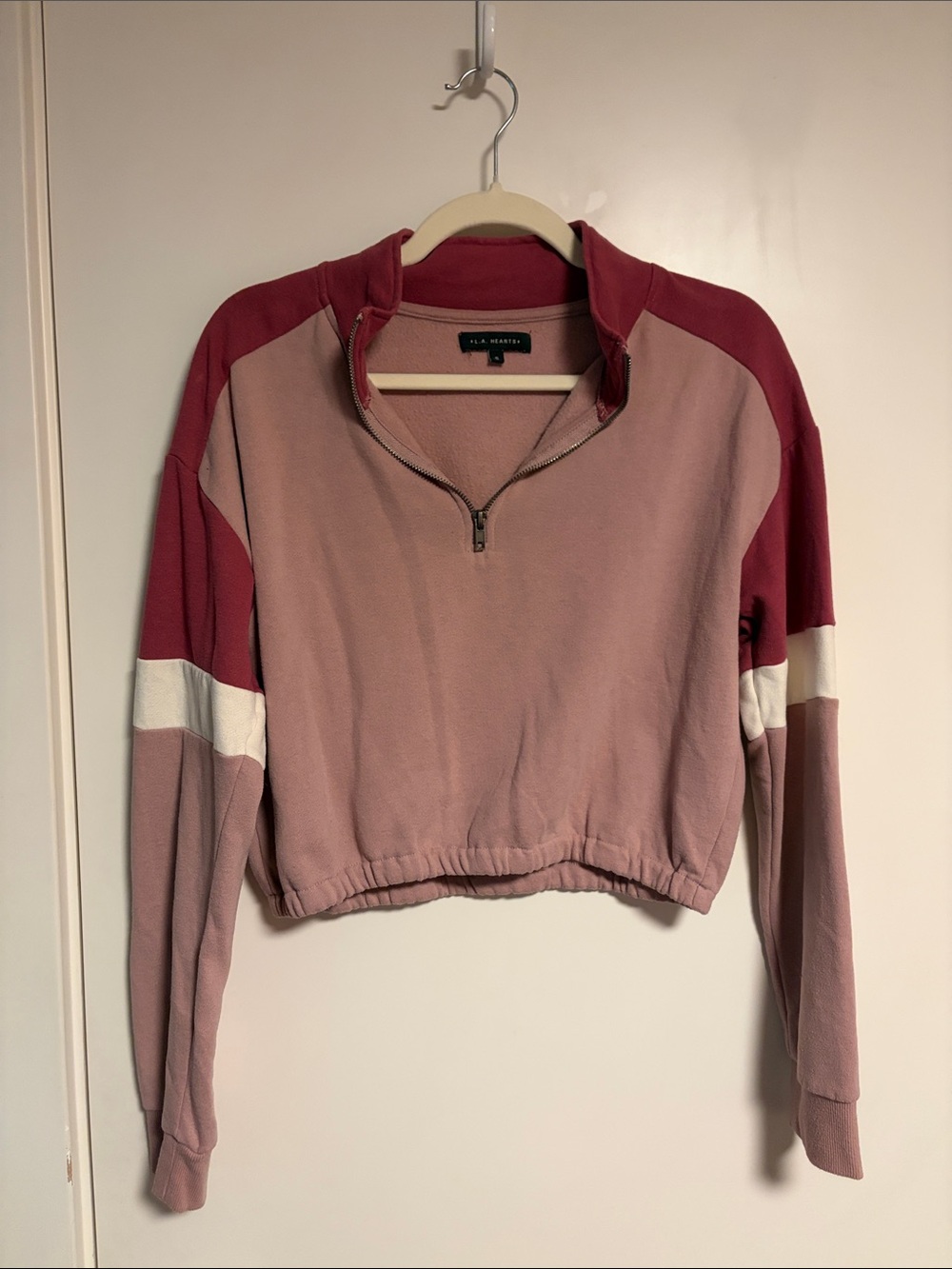 LA Hearts Cropped Quarter-Zip Pullover